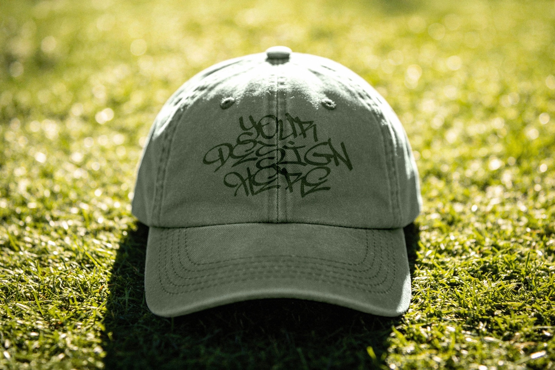 Sunny Baseball Cap Mockup with Front Embroidery