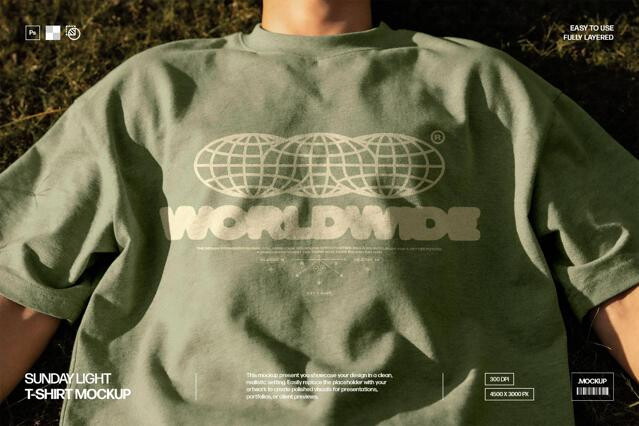 Sunny T-Shirt Mockup with Chest Print View