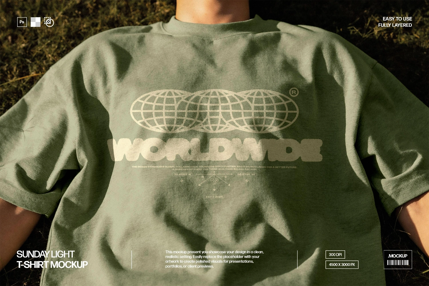 Sunny T-Shirt Mockup with Chest Print View