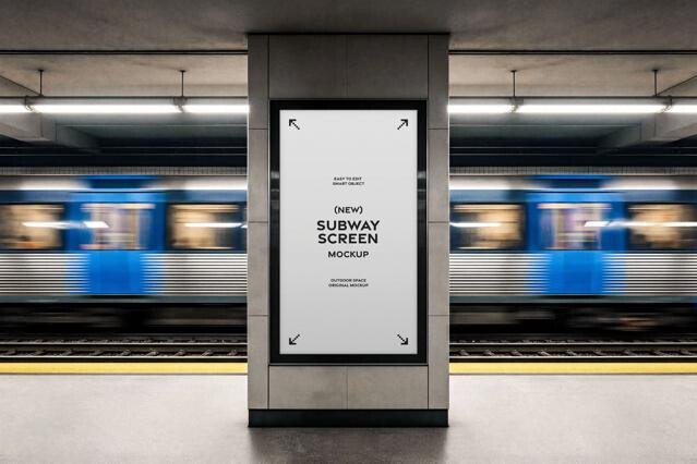 Vertical Subway Digital Signage Mockup
