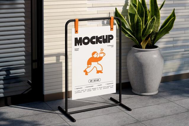 Standing Poster Sign Mockup