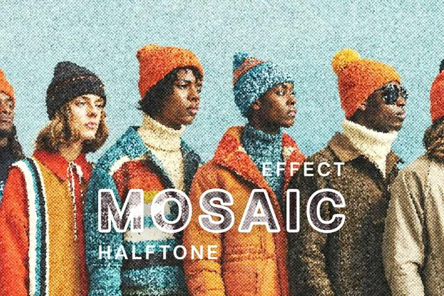 Mosaic Halftone Photo Effect