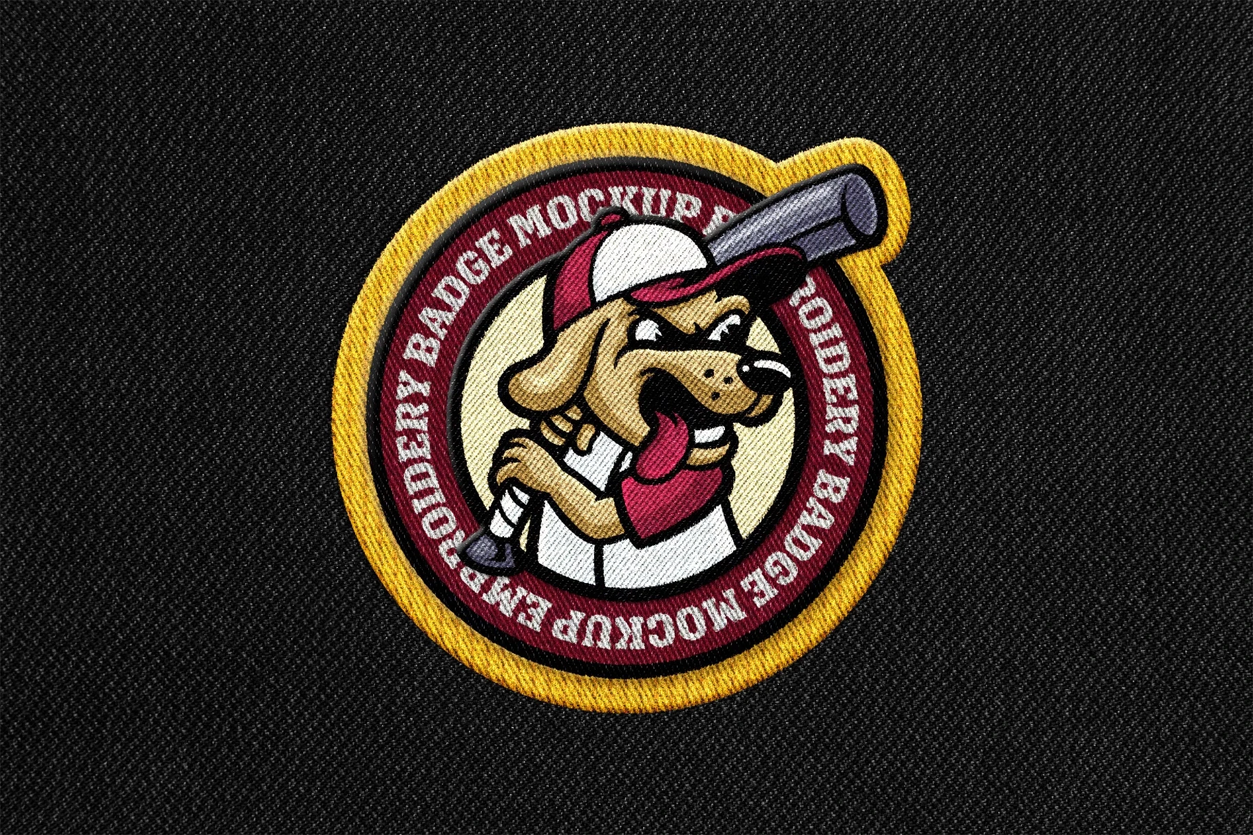 Embroidered Patch Mockup with Detailed Stitching