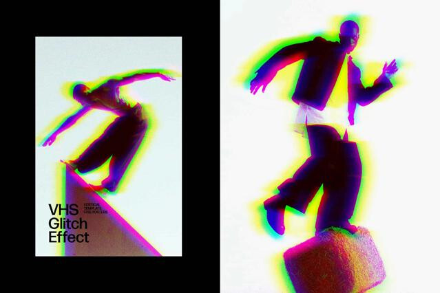 VHS Glitch Poster Photo Effect