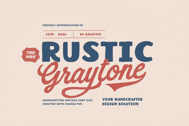 Rustic Graytone – Retro Script and Sans Font Duo