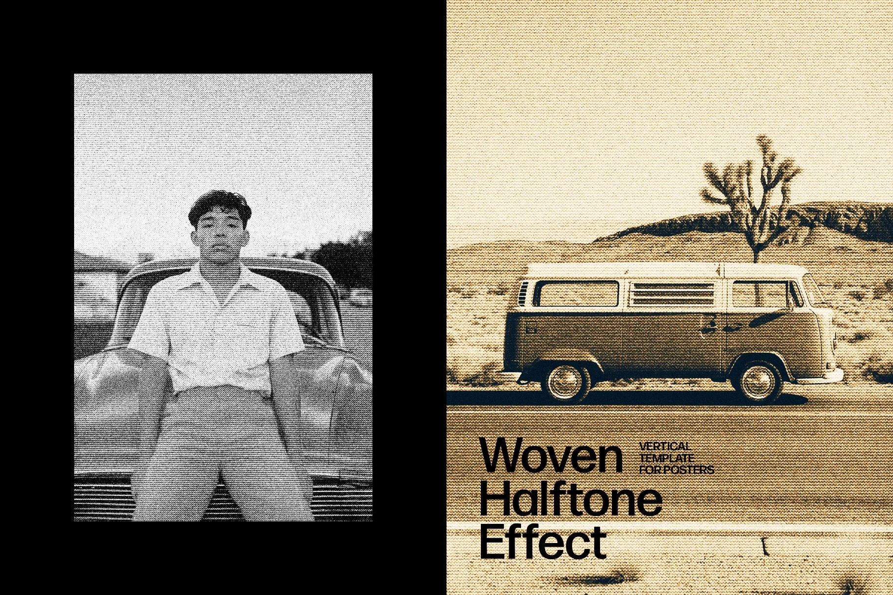 Woven Fabric Halftone Poster Effect