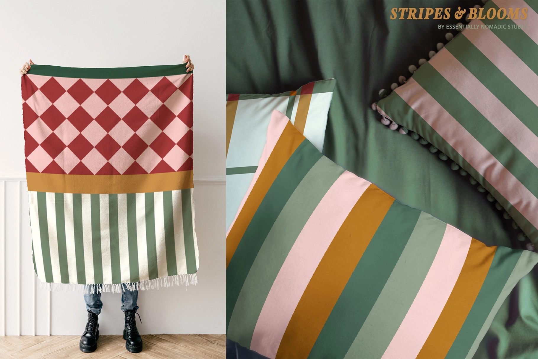 Floral Stripes Plaid Seamless Patterns