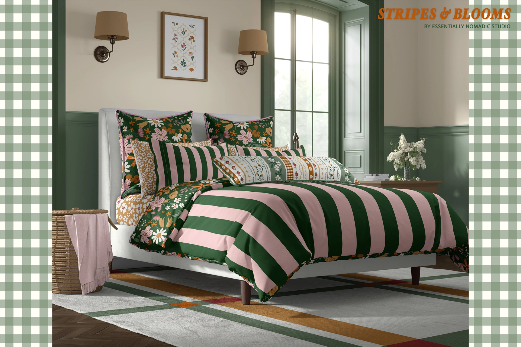 Floral Stripes Plaid Seamless Patterns