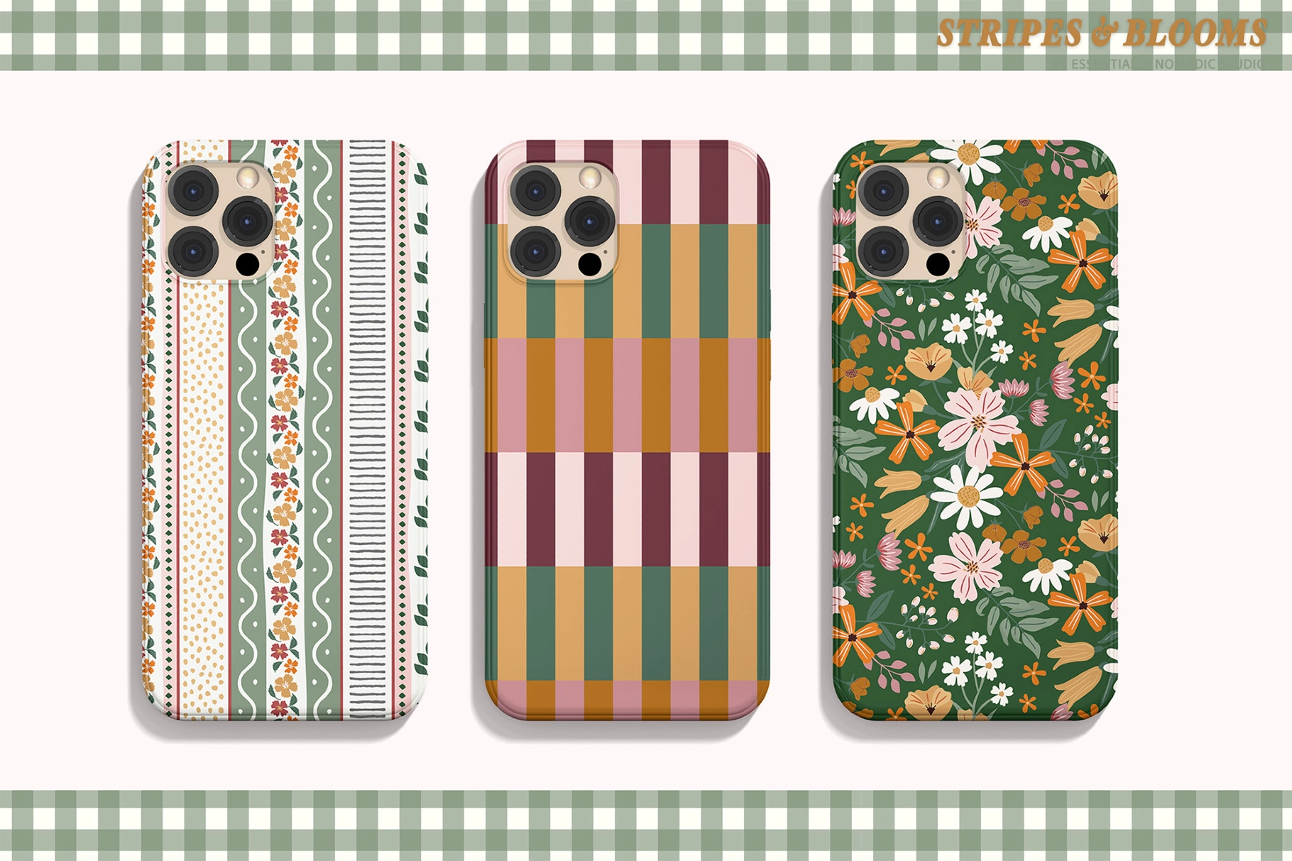 Floral Stripes Plaid Seamless Patterns