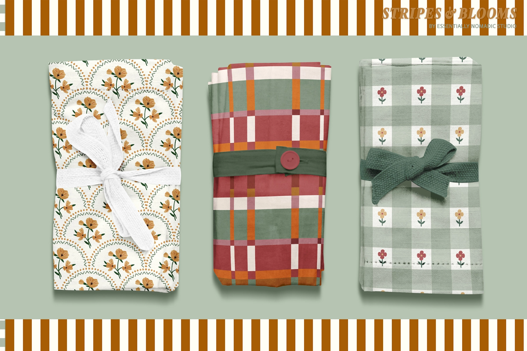 Floral Stripes Plaid Seamless Patterns