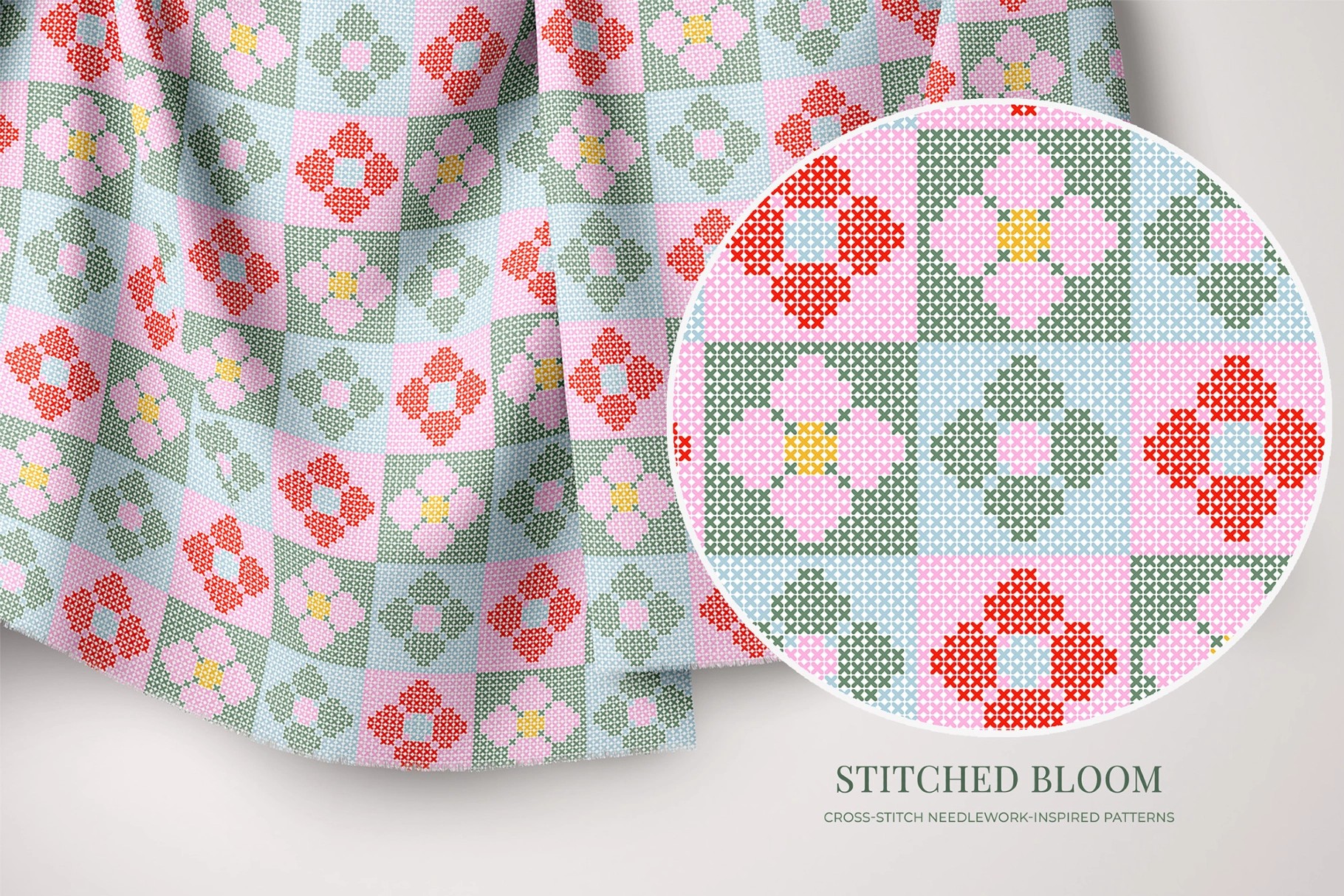 Stitched Floral Seamless Pattern Collection