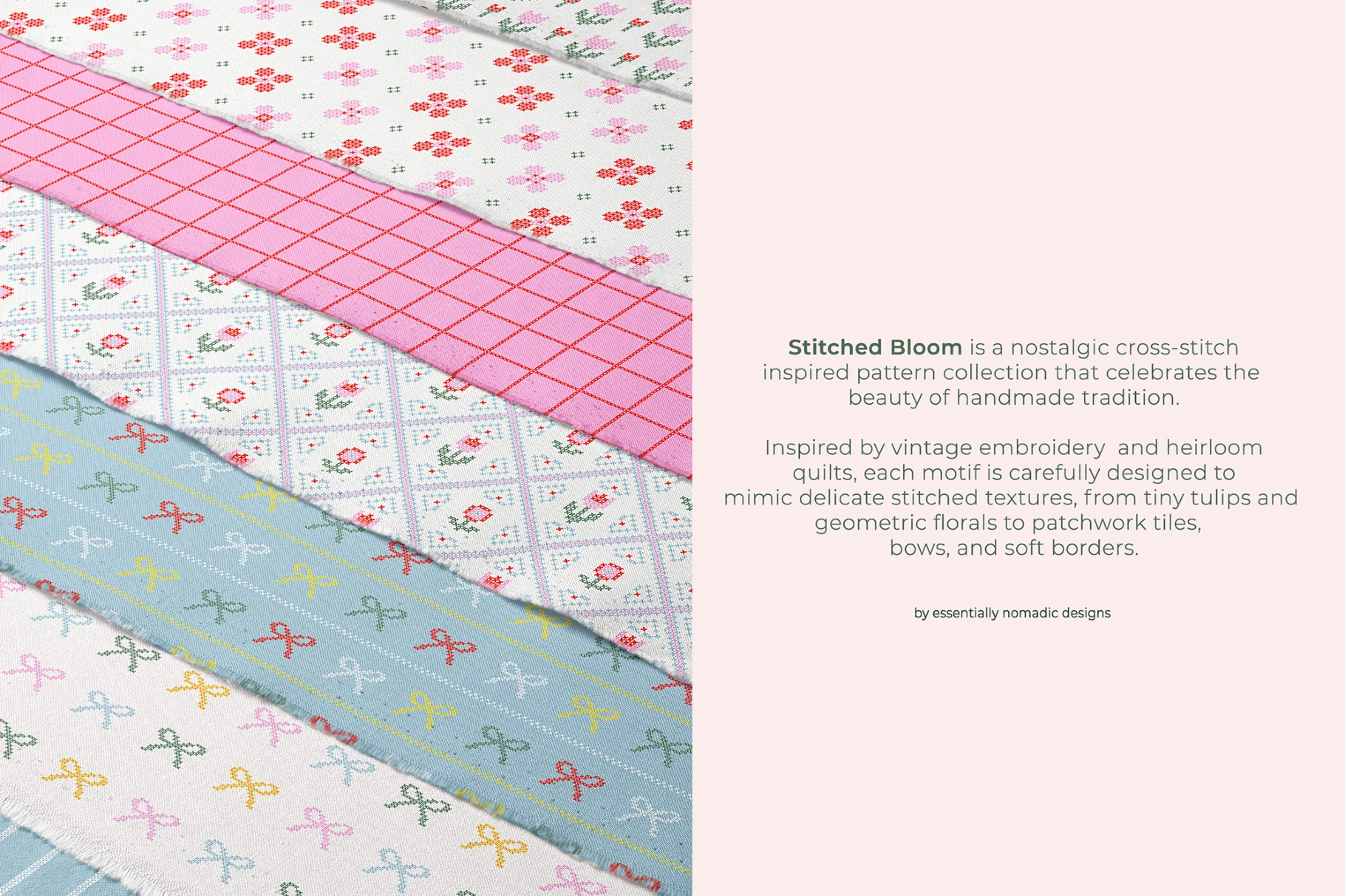 Stitched Floral Seamless Pattern Collection