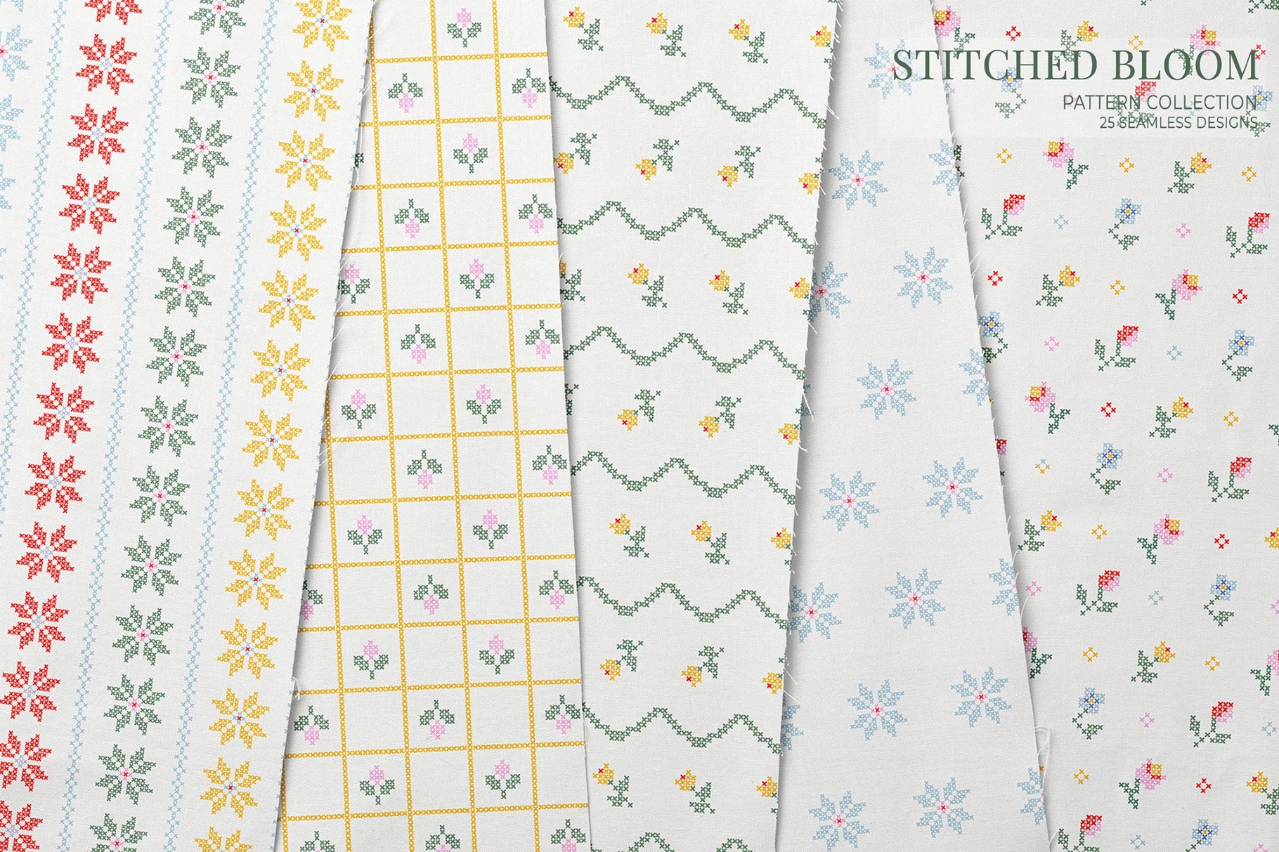 Stitched Floral Seamless Pattern Collection