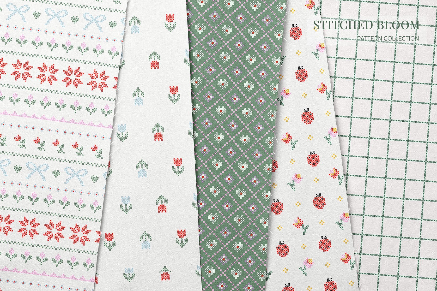 Stitched Floral Seamless Pattern Collection