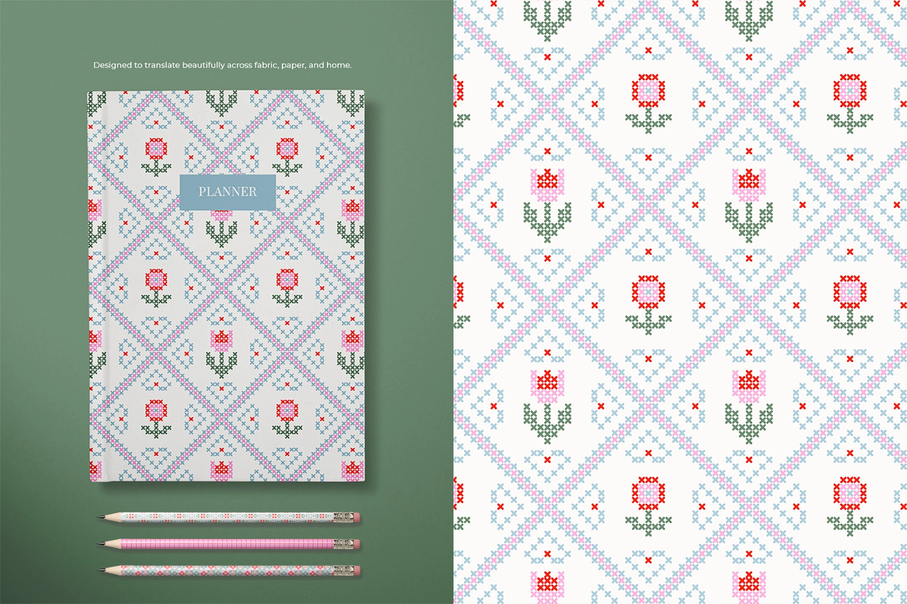 Stitched Floral Seamless Pattern Collection