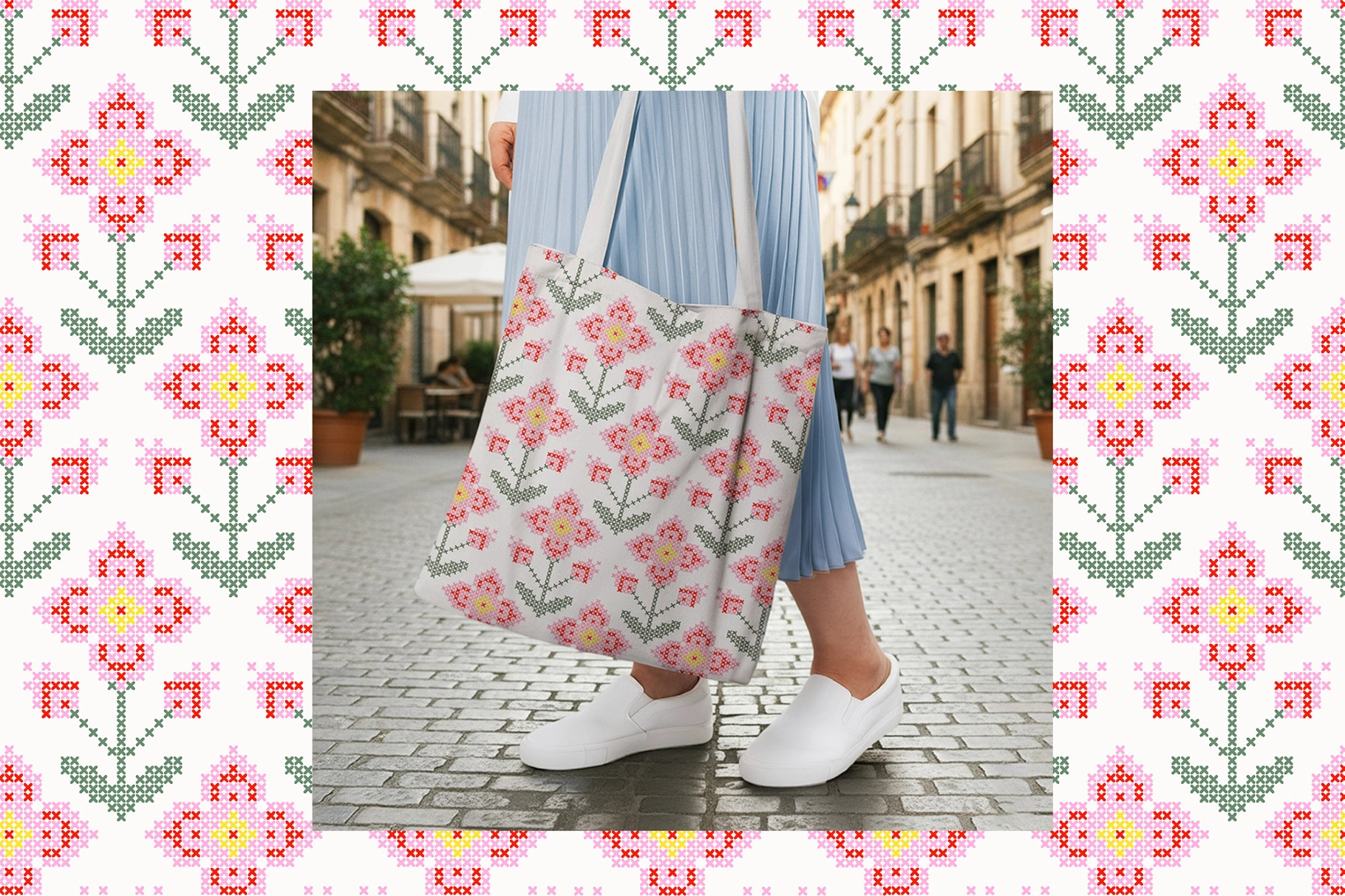 Stitched Floral Seamless Pattern Collection