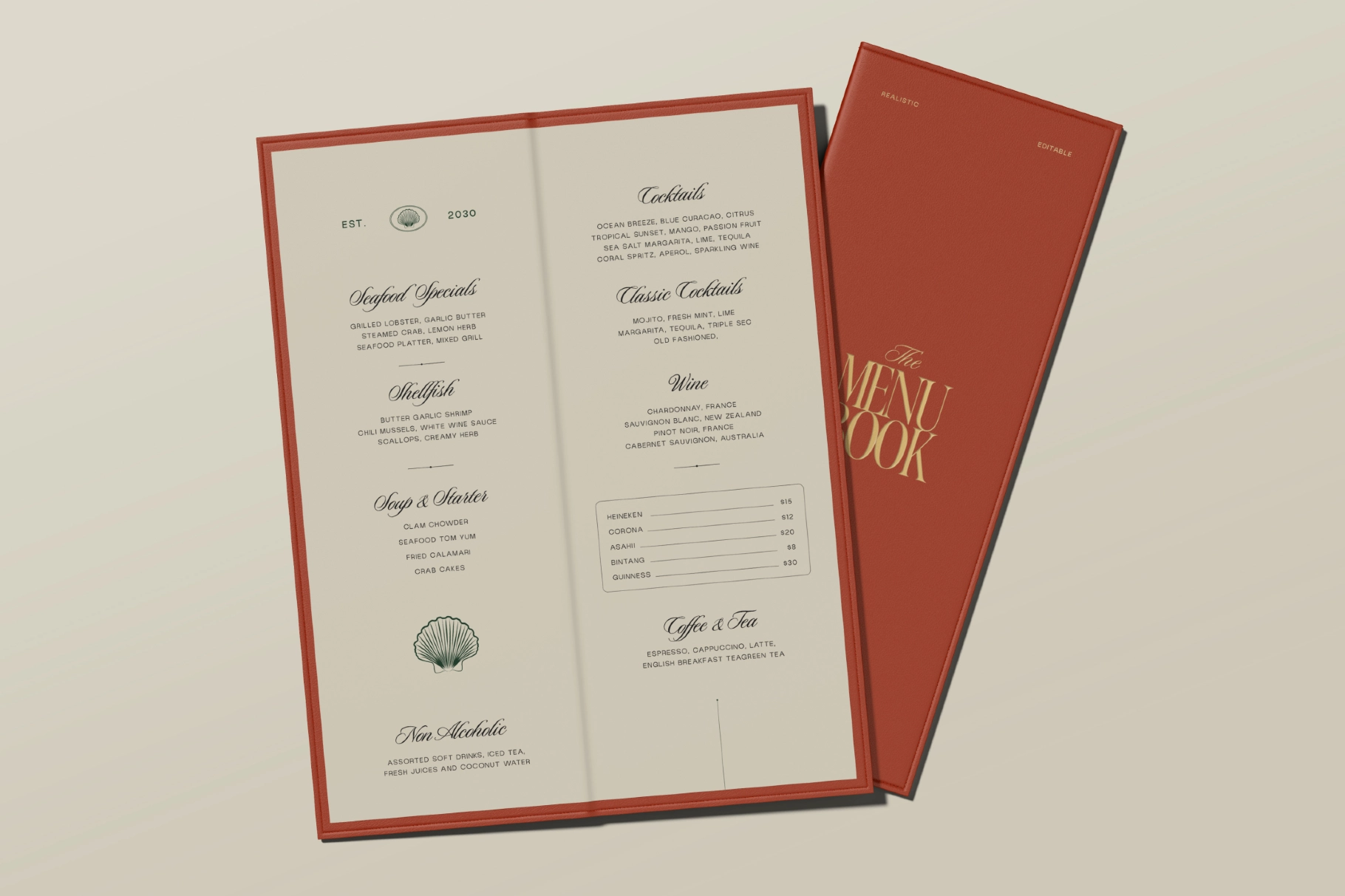 Restaurant Menu Book Mockup