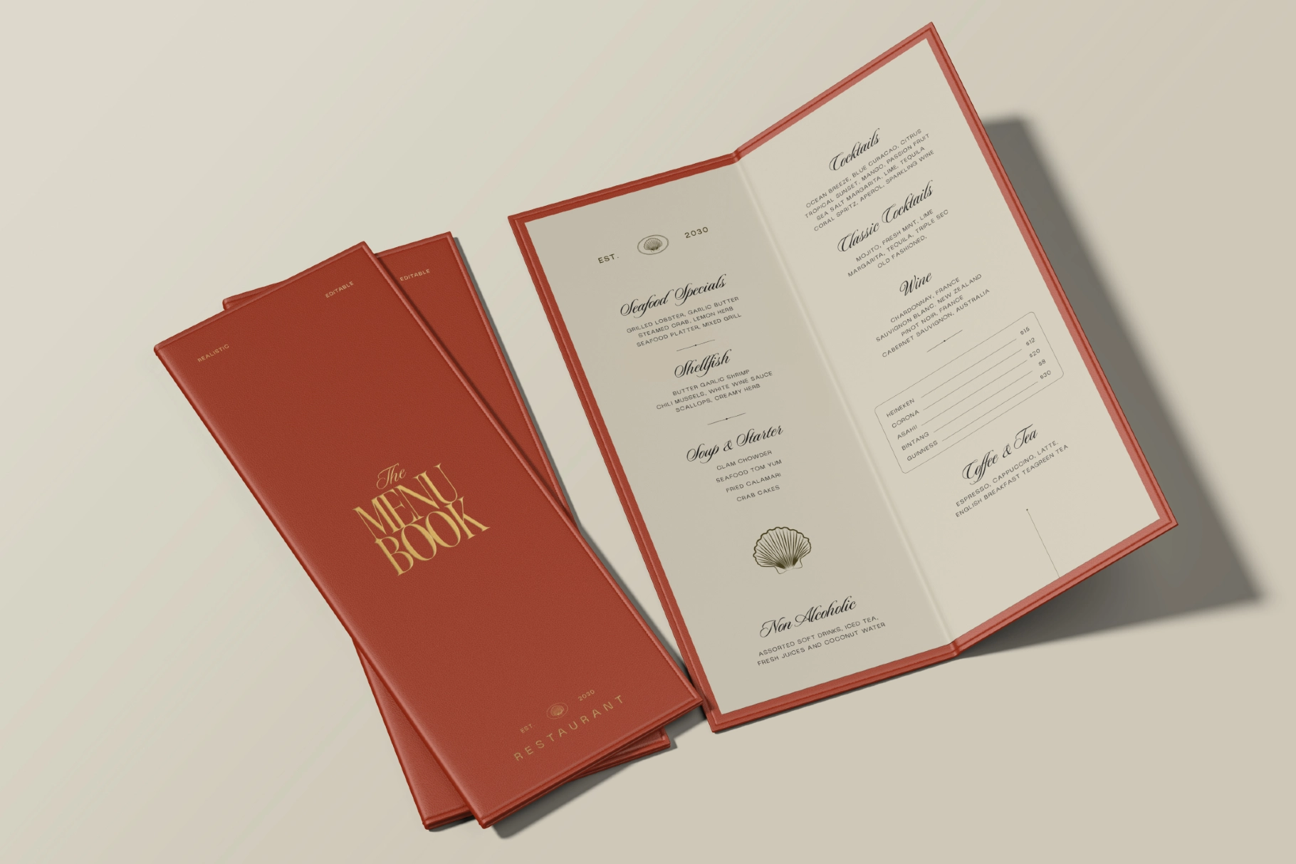 Restaurant Menu Book Mockup