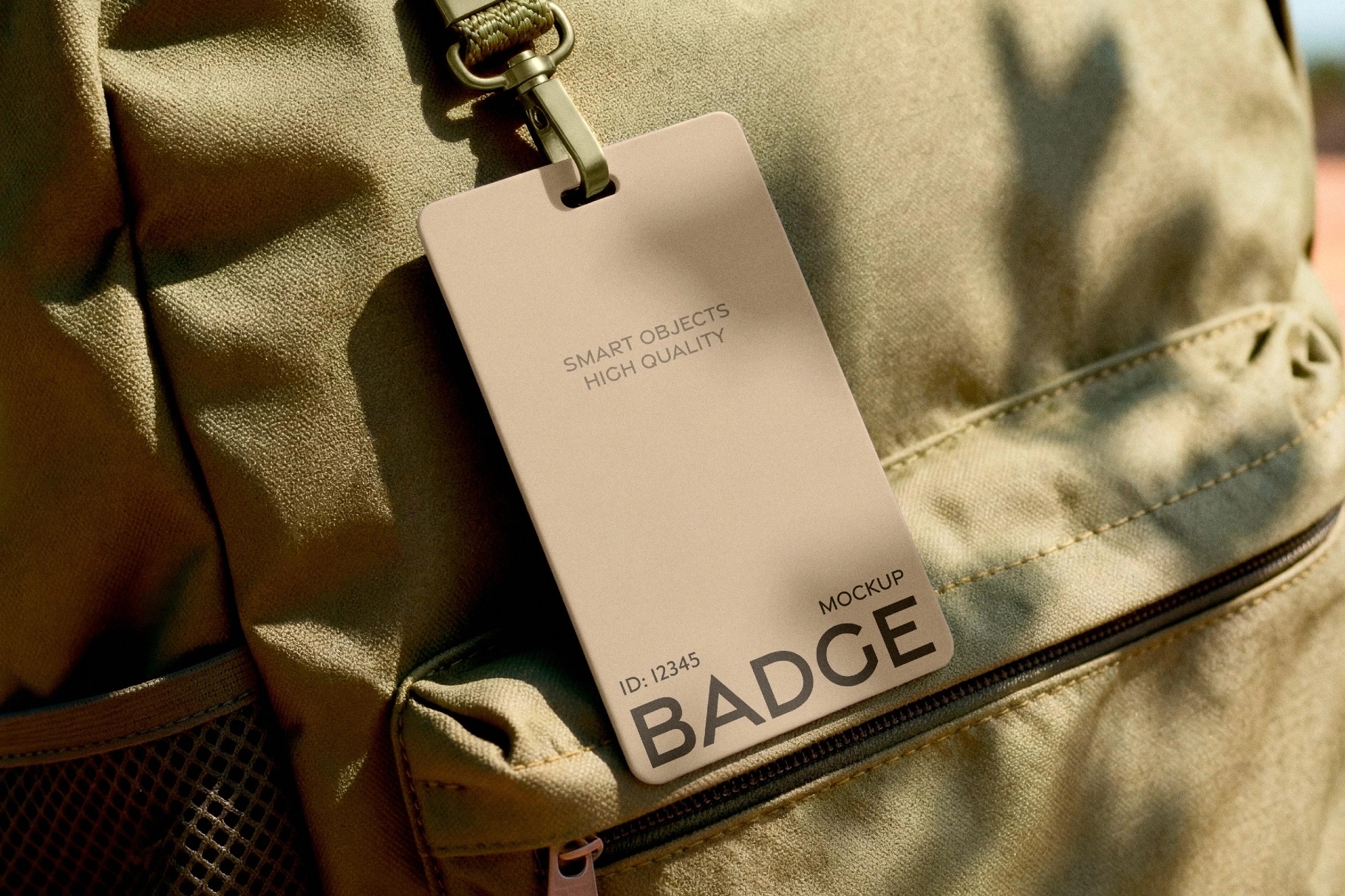 ID Badge Mockup Attached to Fabric Baсkpack