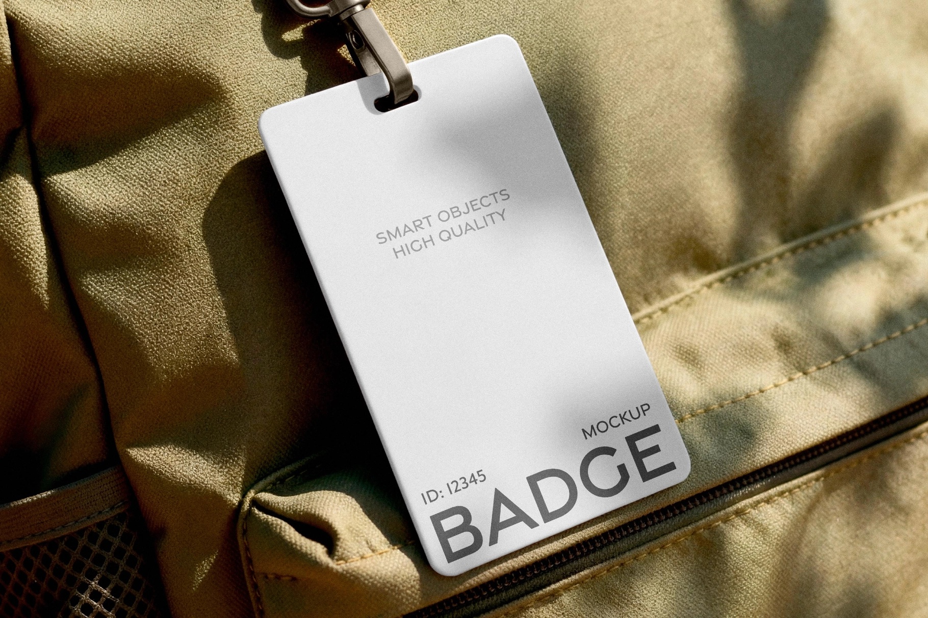 ID Badge Mockup Attached to Fabric Baсkpack