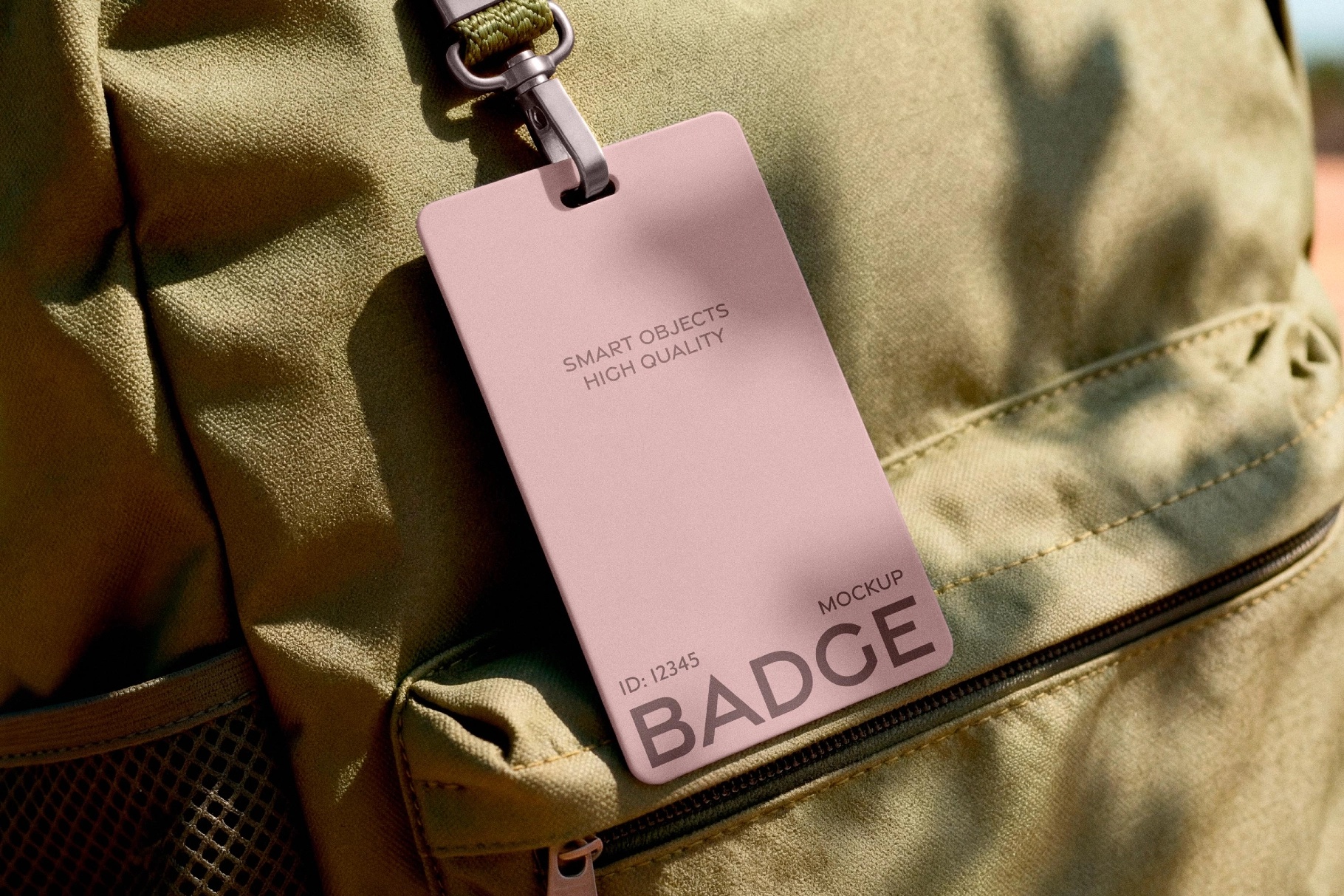 ID Badge Mockup Attached to Fabric Baсkpack