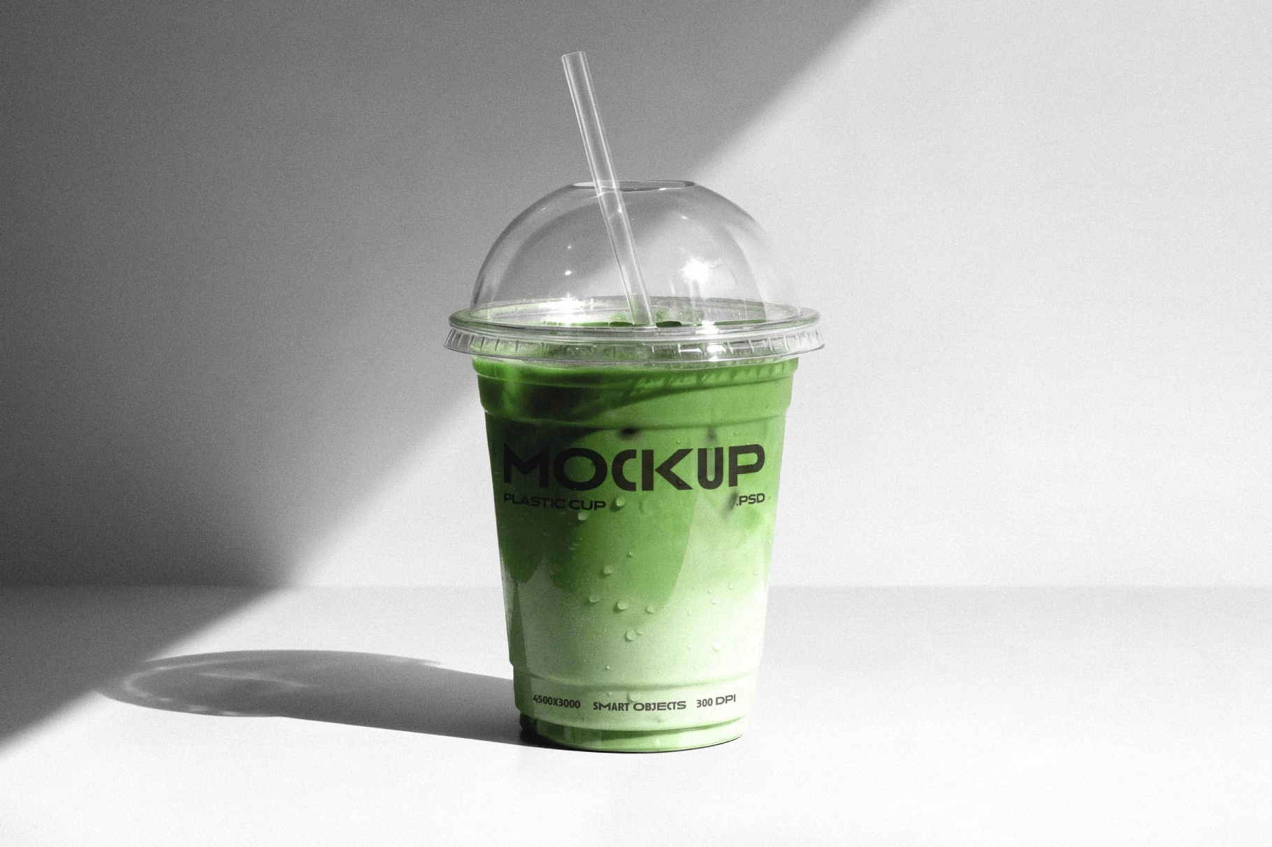Plastic Coffee Cup Mockup with Straw and Lid