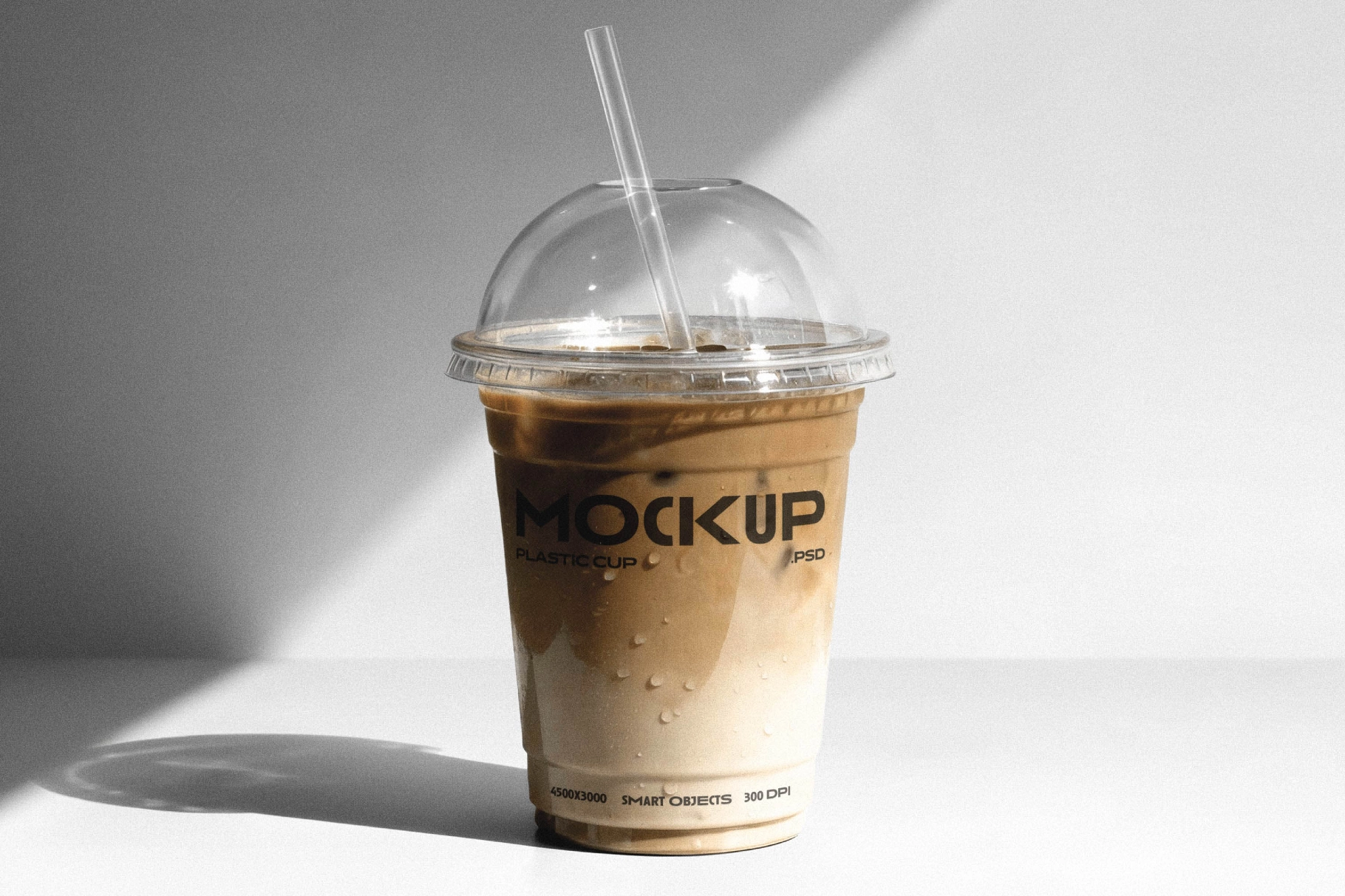Plastic Coffee Cup Mockup with Straw and Lid