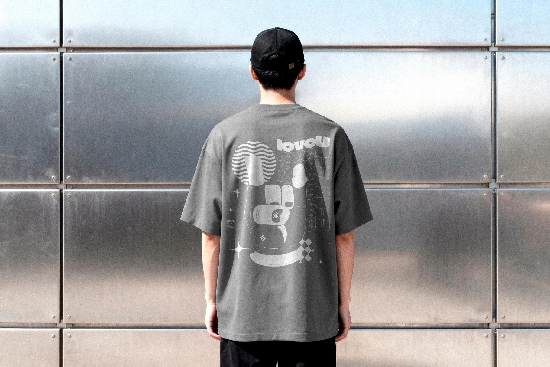 Streetwear T-Shirt Mockup Back View