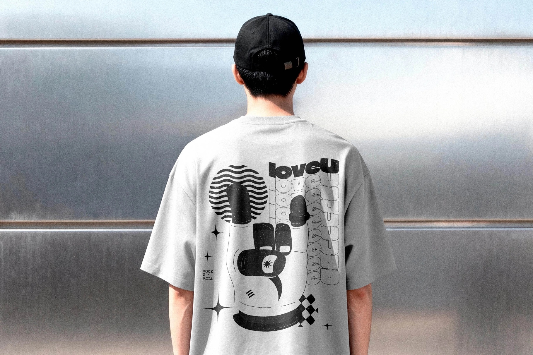 Streetwear T-Shirt Mockup Back View