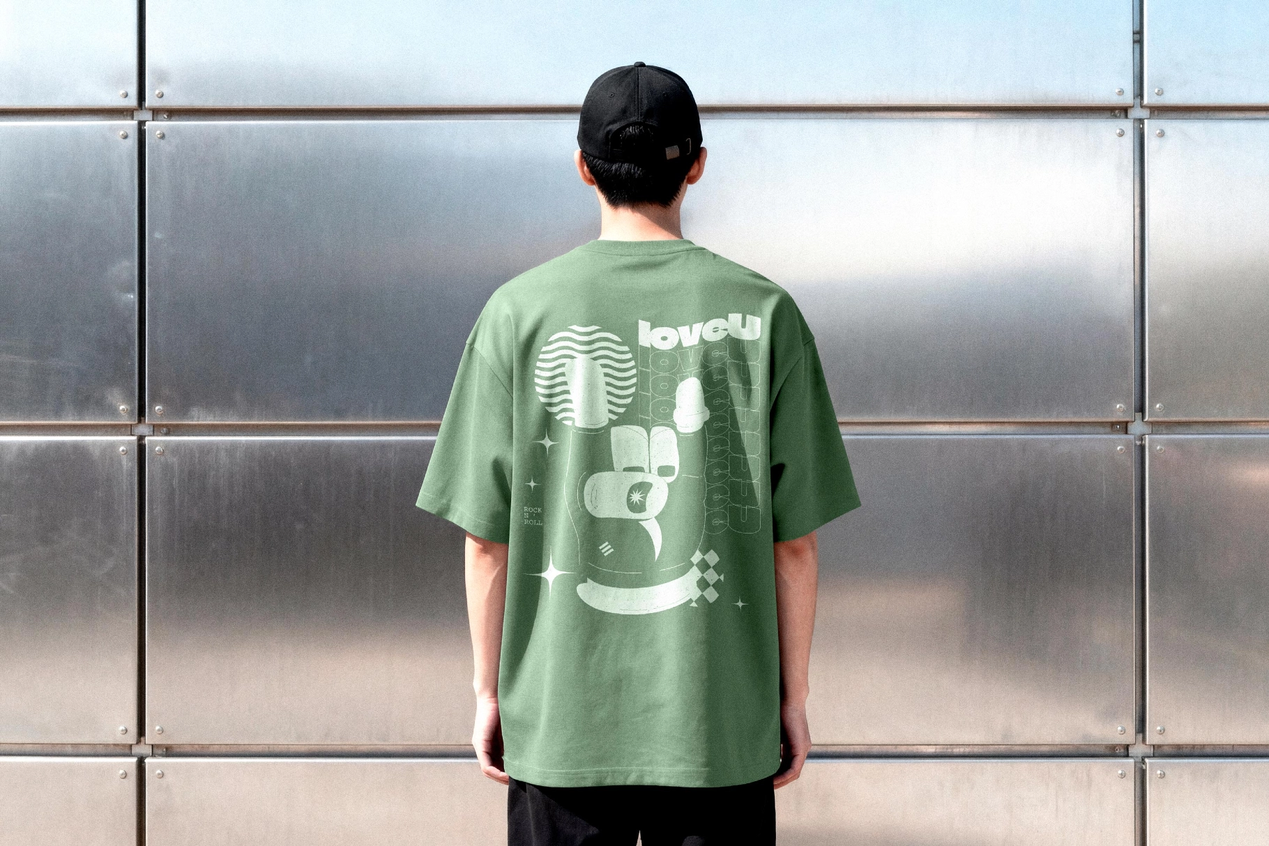 Streetwear T-Shirt Mockup Back View