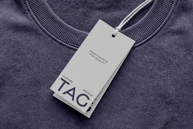 Clothing Tag Mockup on Sweatshirt Fabric