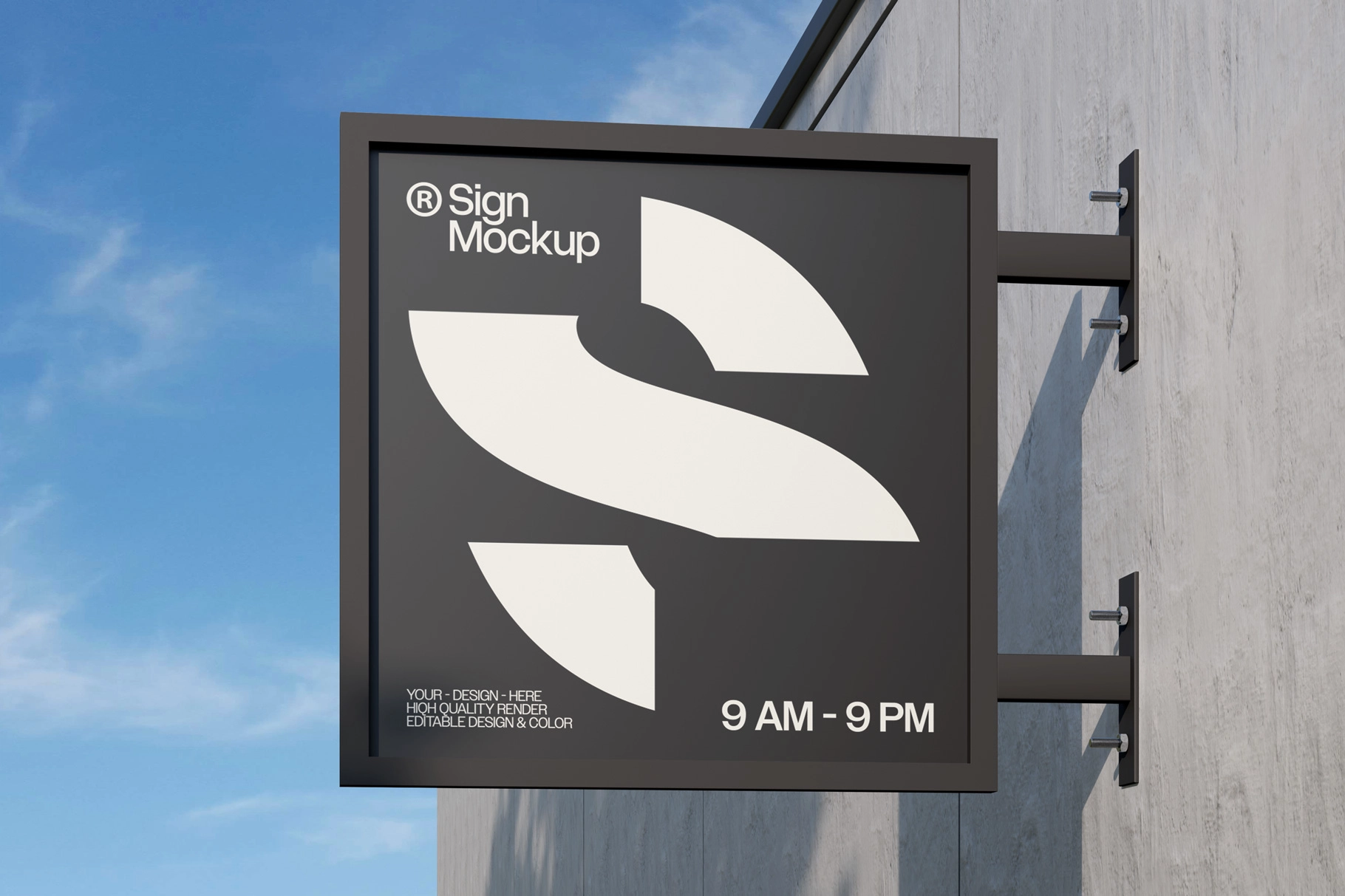 Exterior Square Store Sign Mockup