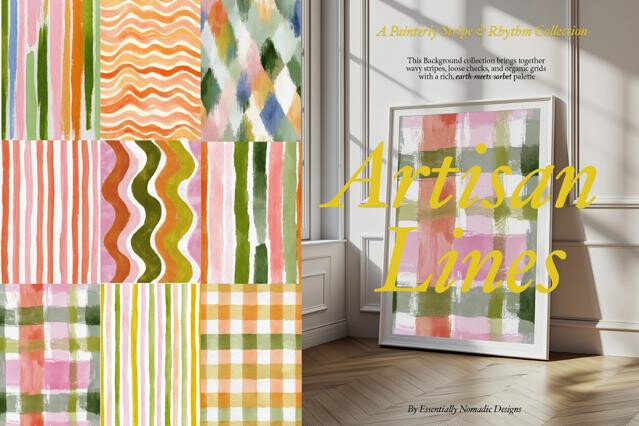 Hand Painted Stripes and Checks Backgrounds