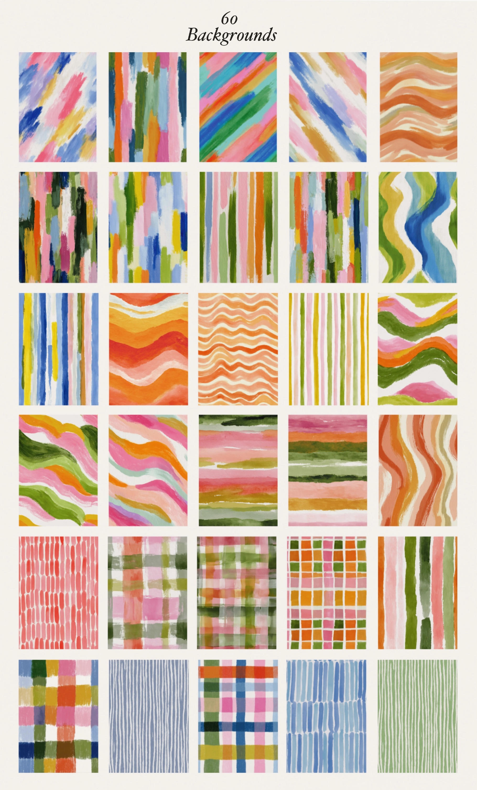 Hand Painted Stripes and Checks Backgrounds