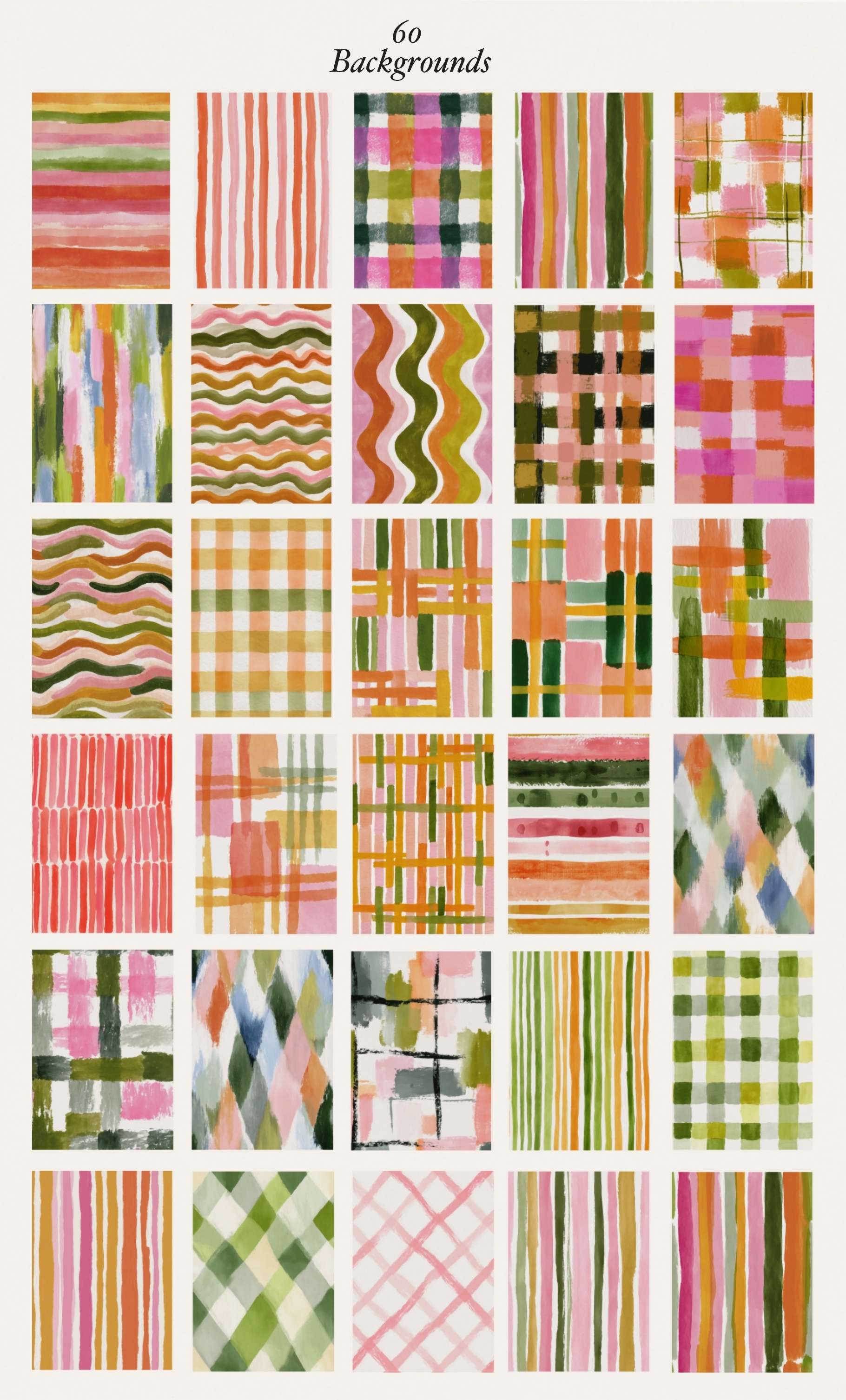 Hand Painted Stripes and Checks Backgrounds