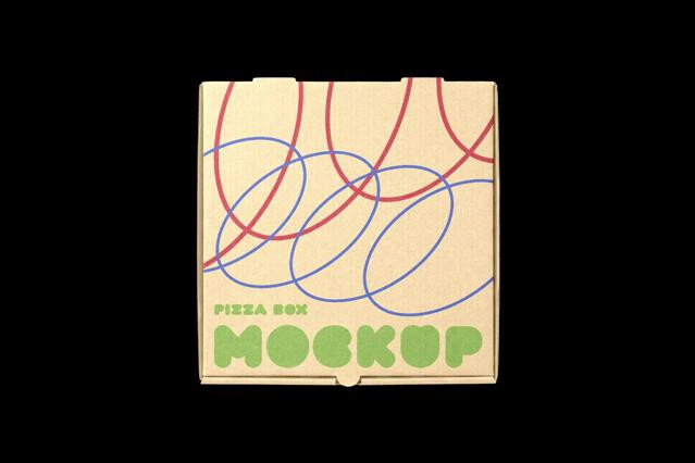 Pizza Box Packaging Mockup Top View