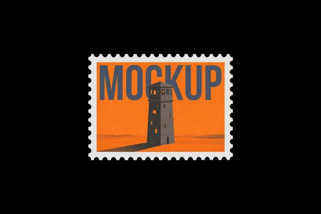 Postage Stamp Mockup with Perforated Edges