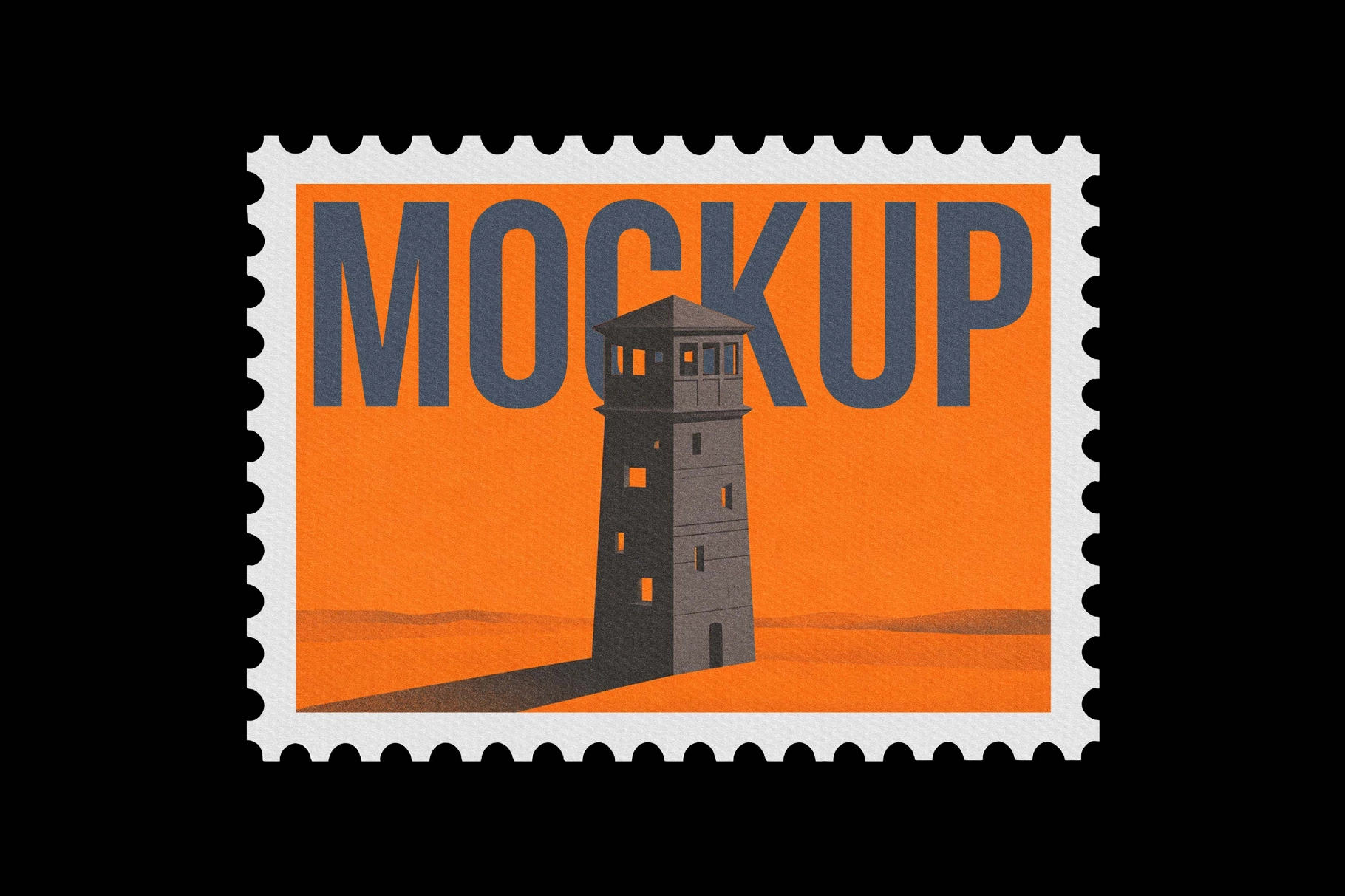 Postage Stamp Mockup with Perforated Edges