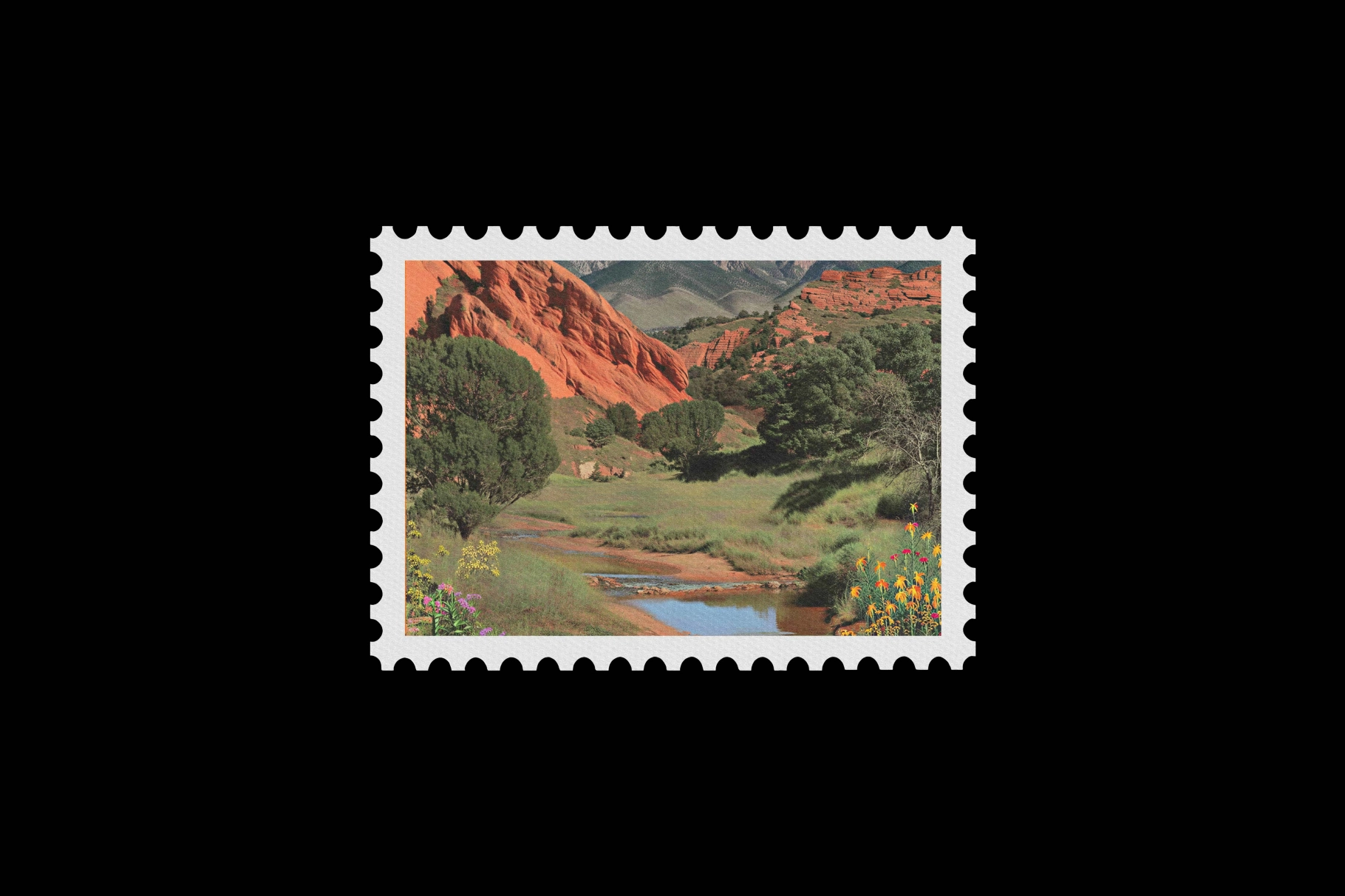 Postage Stamp Mockup with Perforated Edges