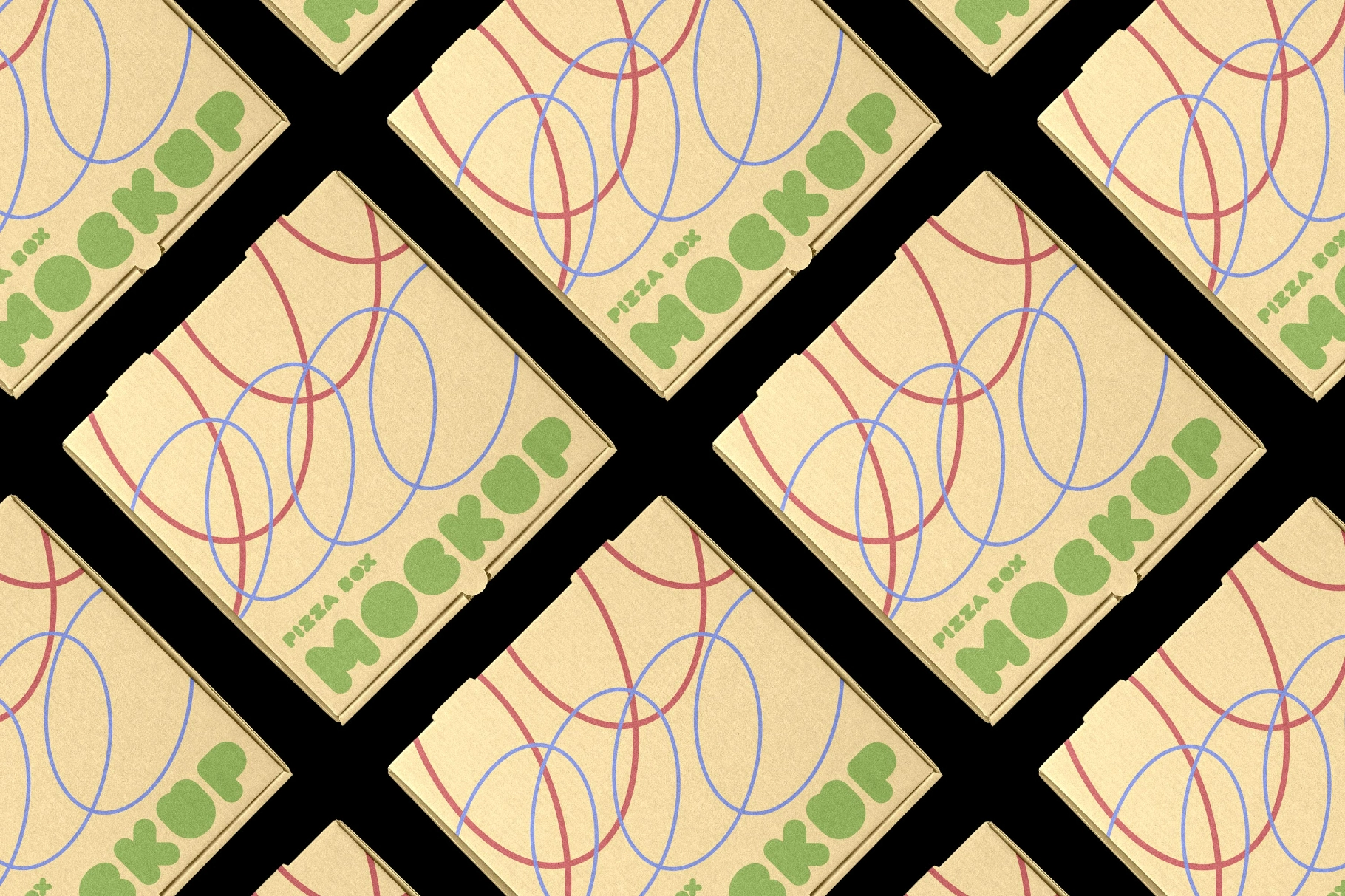 Pizza Box Mockup Diagonal Layout