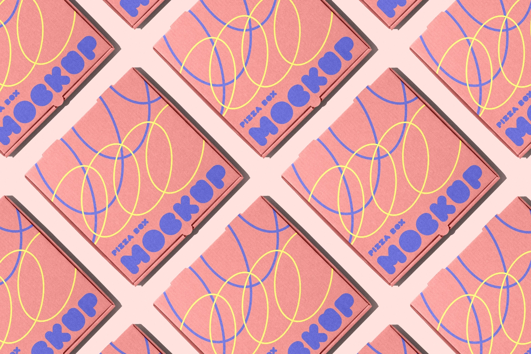 Pizza Box Mockup Diagonal Layout