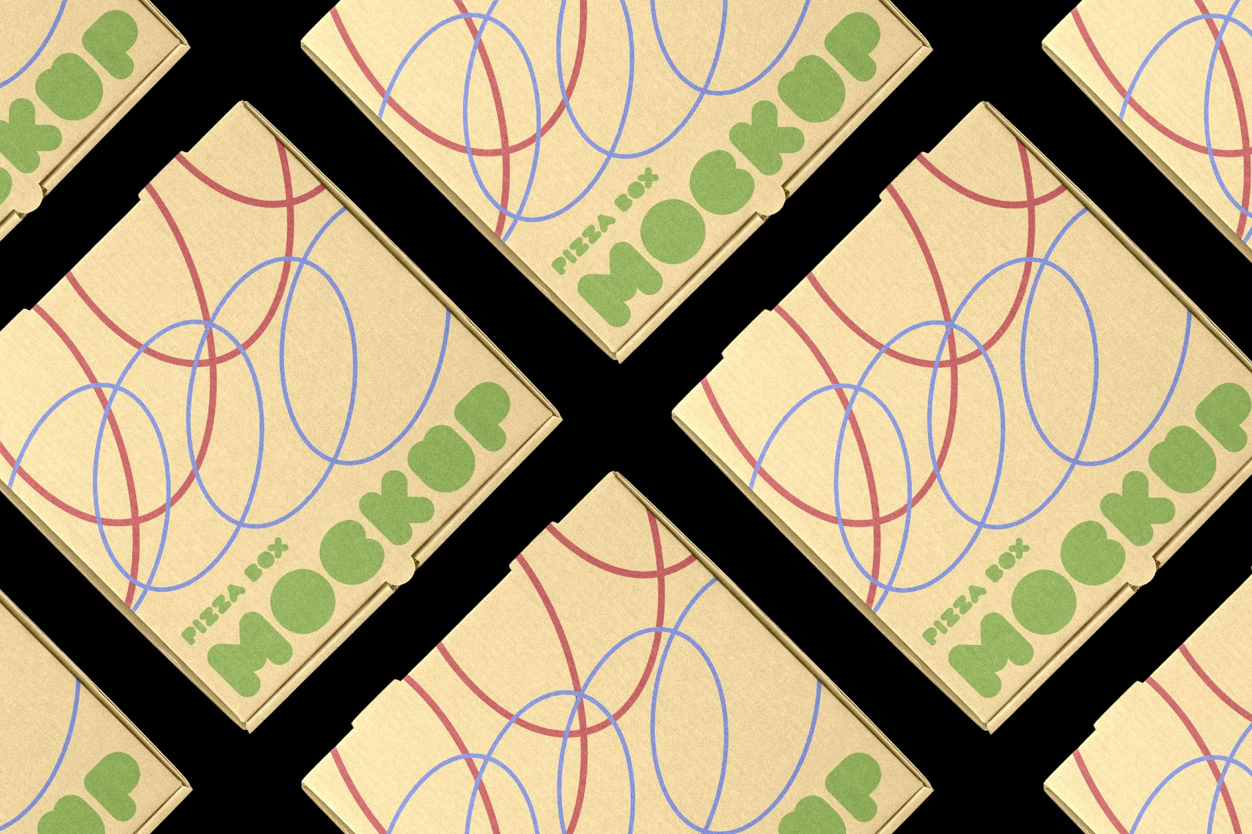 Pizza Box Mockup Diagonal Layout