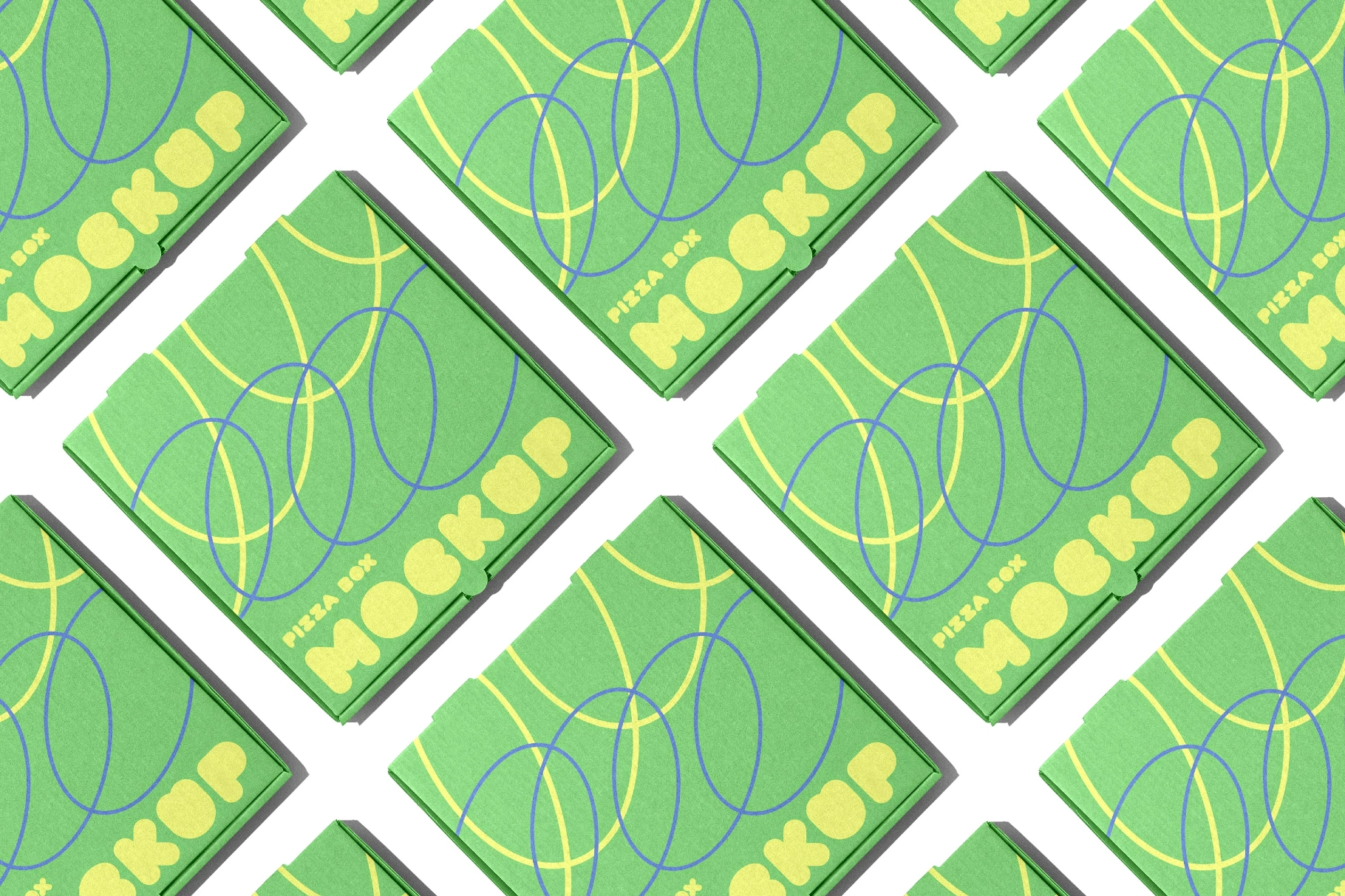 Pizza Box Mockup Diagonal Layout