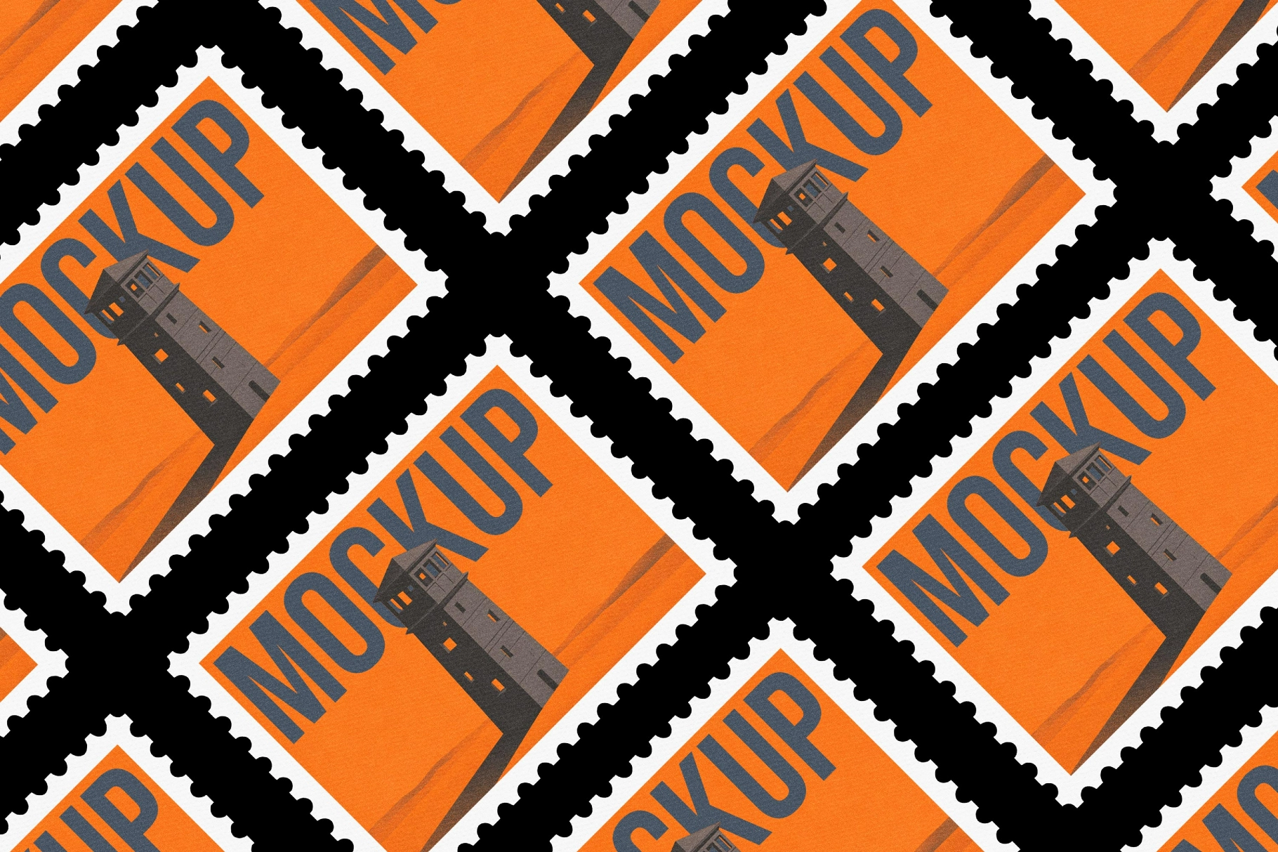 Postage Stamp Mockup Diagonal Grid