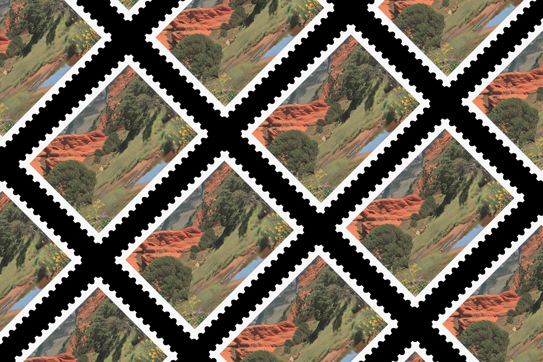 Postage Stamp Mockup Diagonal Grid