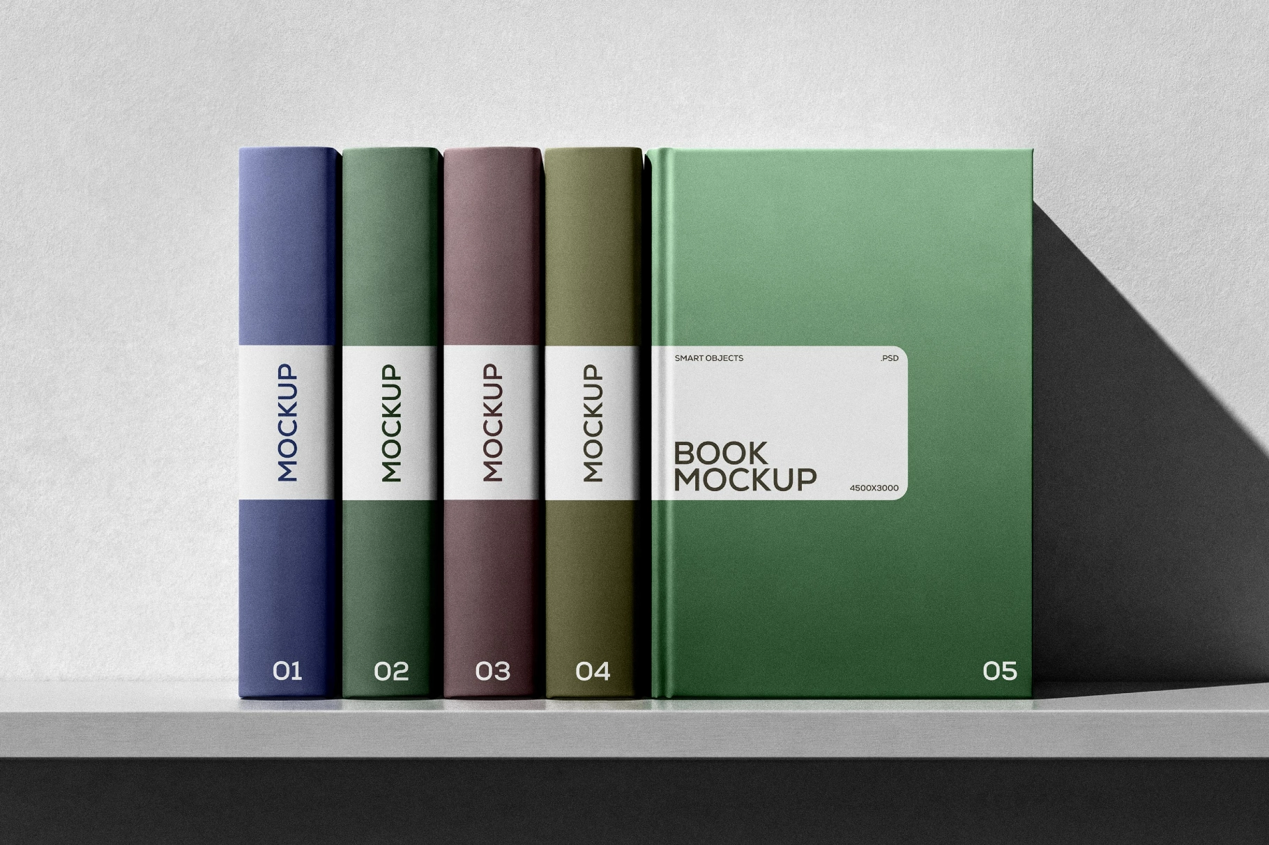 Hardcover Book Mockup Set with Spine View