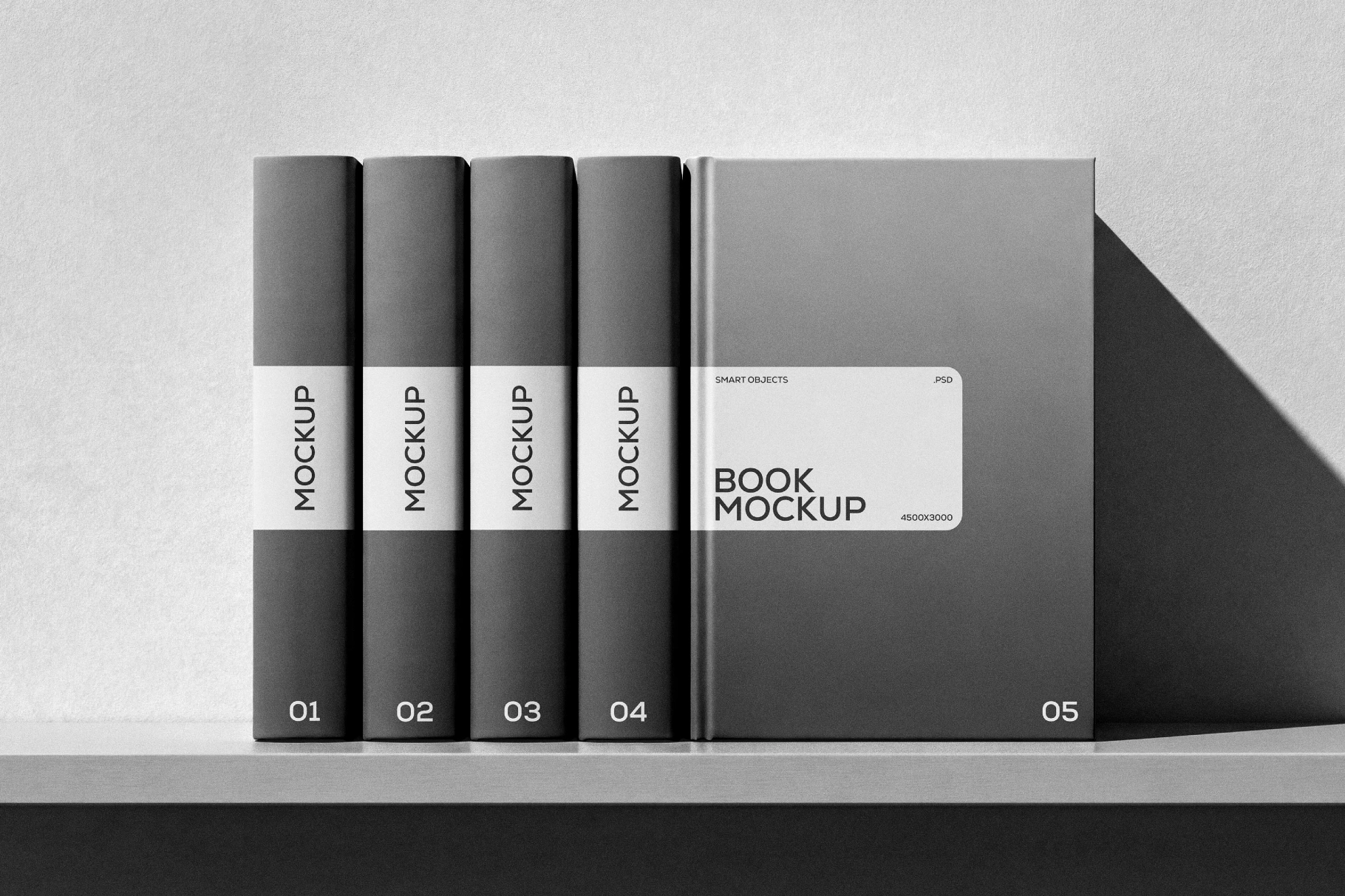 Hardcover Book Mockup Set with Spine View