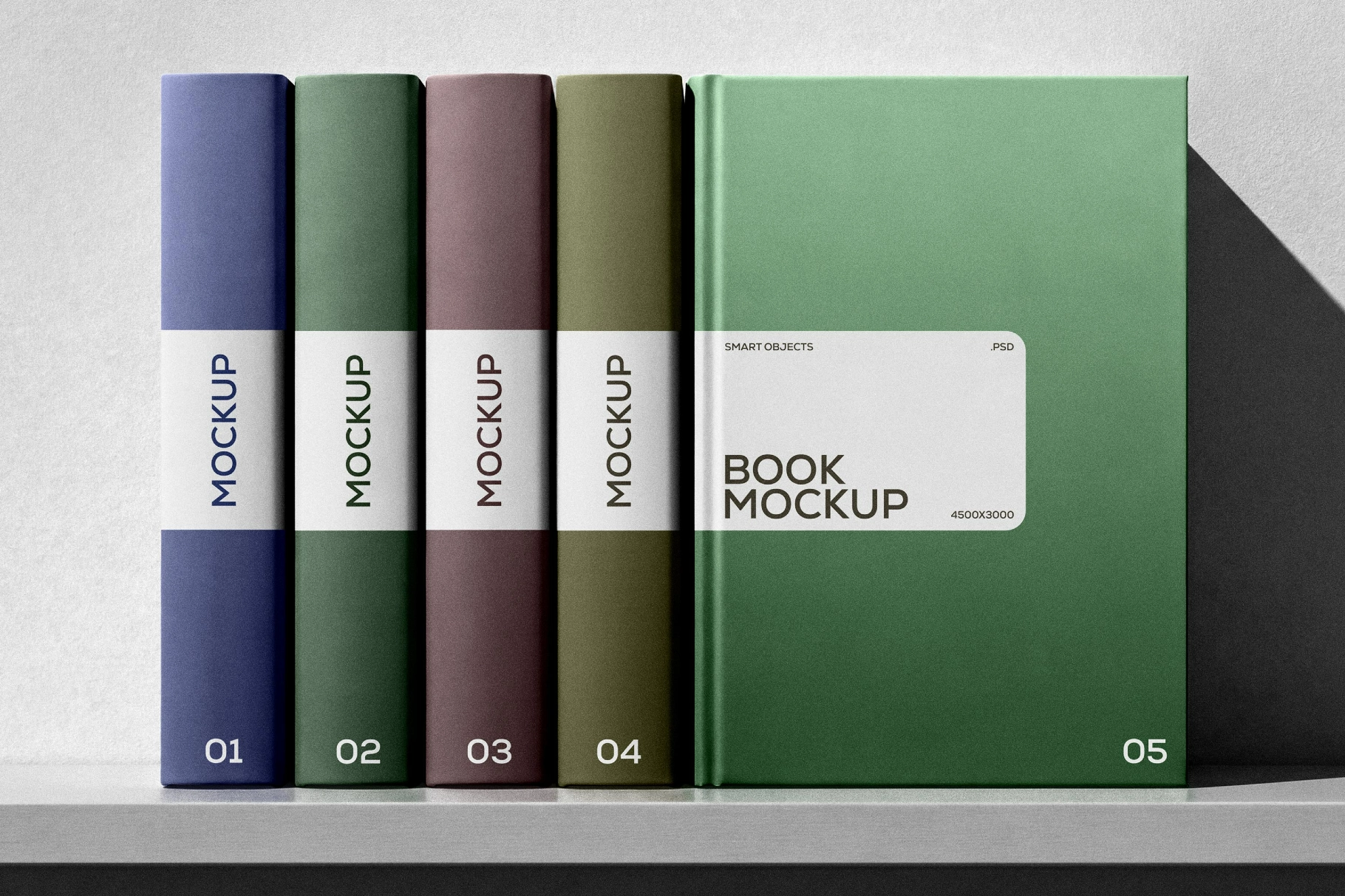 Hardcover Book Mockup Set with Spine View