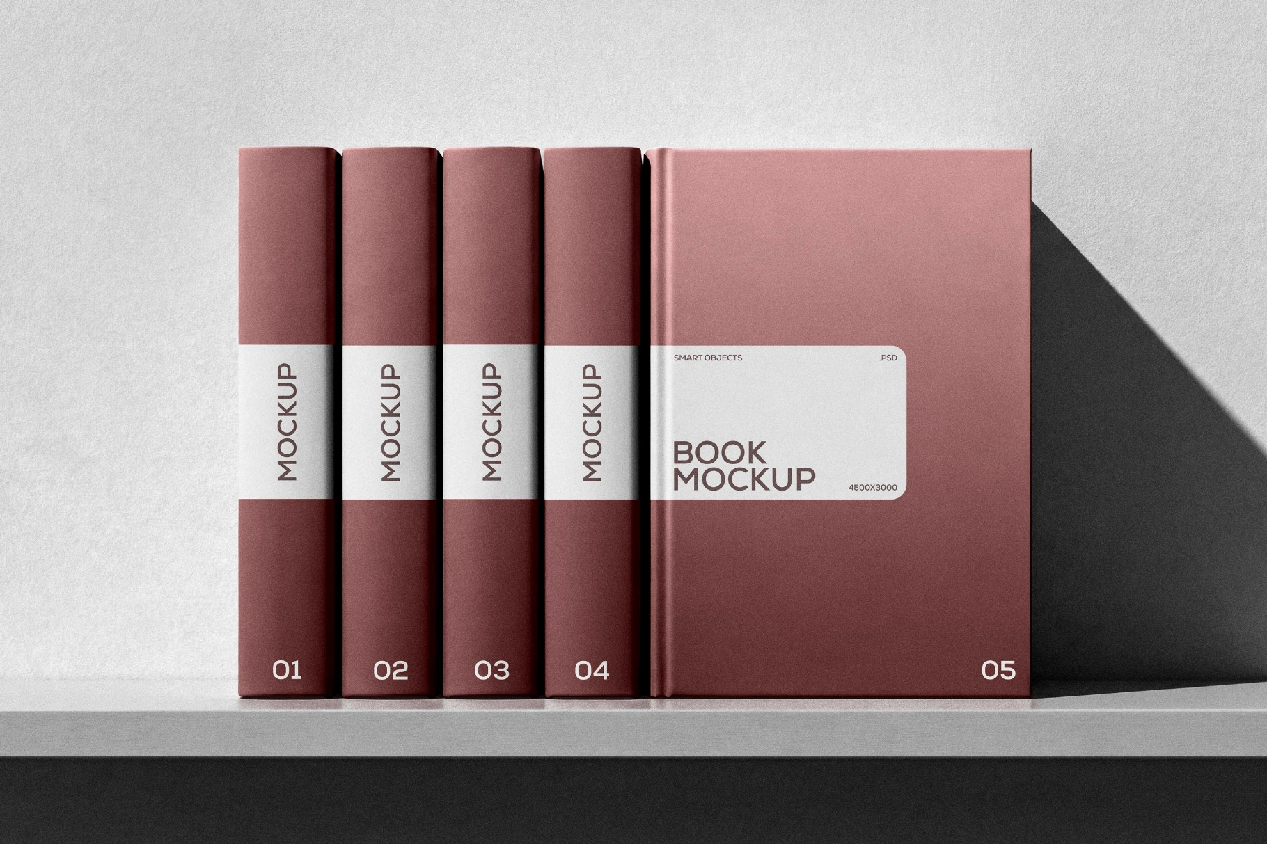 Hardcover Book Mockup Set with Spine View