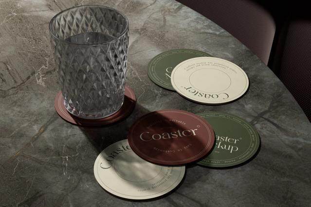 Round Drink Coaster Mockup